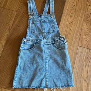 Denim overalls skirt